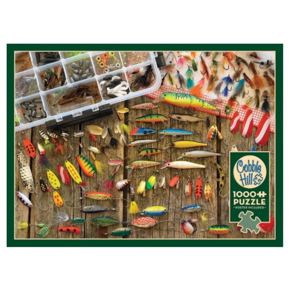 Cobble Hill Puzzles Fishing Lures 1000 Piece Jigsaw Puzzle New Sealed In Box - Picture 5 of 7